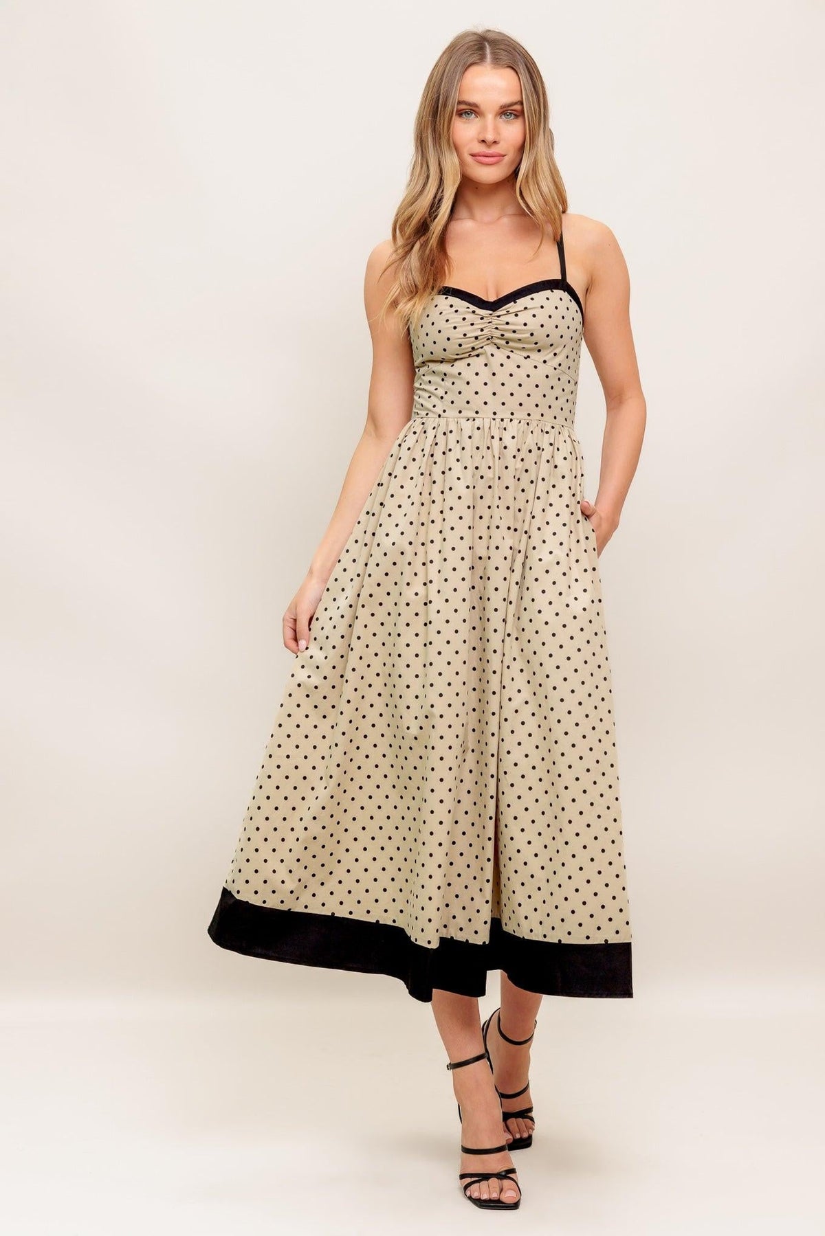VESTIDO MAXI TEJIDO CON ESTAMPADO DE LUNARES POLKA PASSION