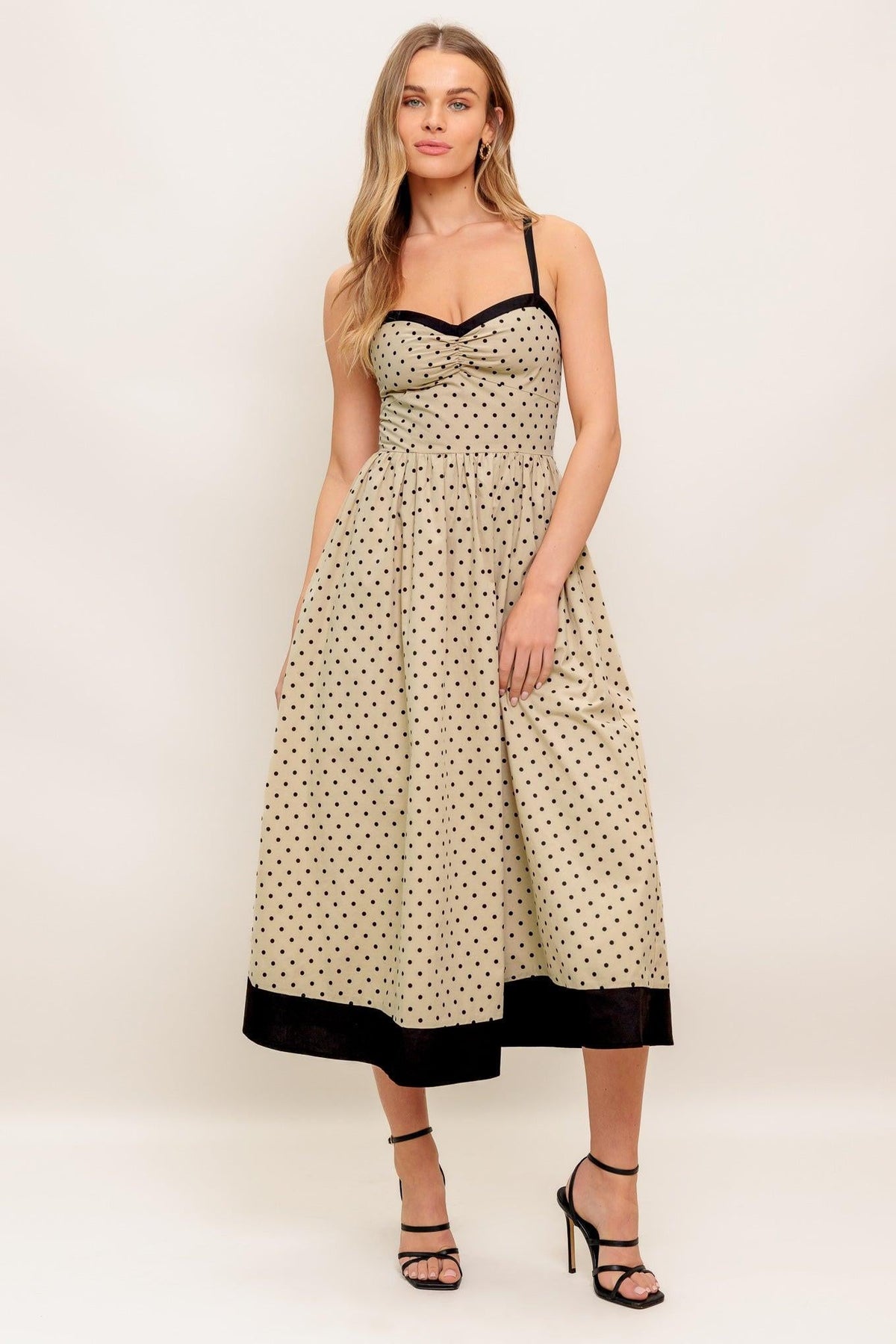 VESTIDO MAXI TEJIDO CON ESTAMPADO DE LUNARES POLKA PASSION