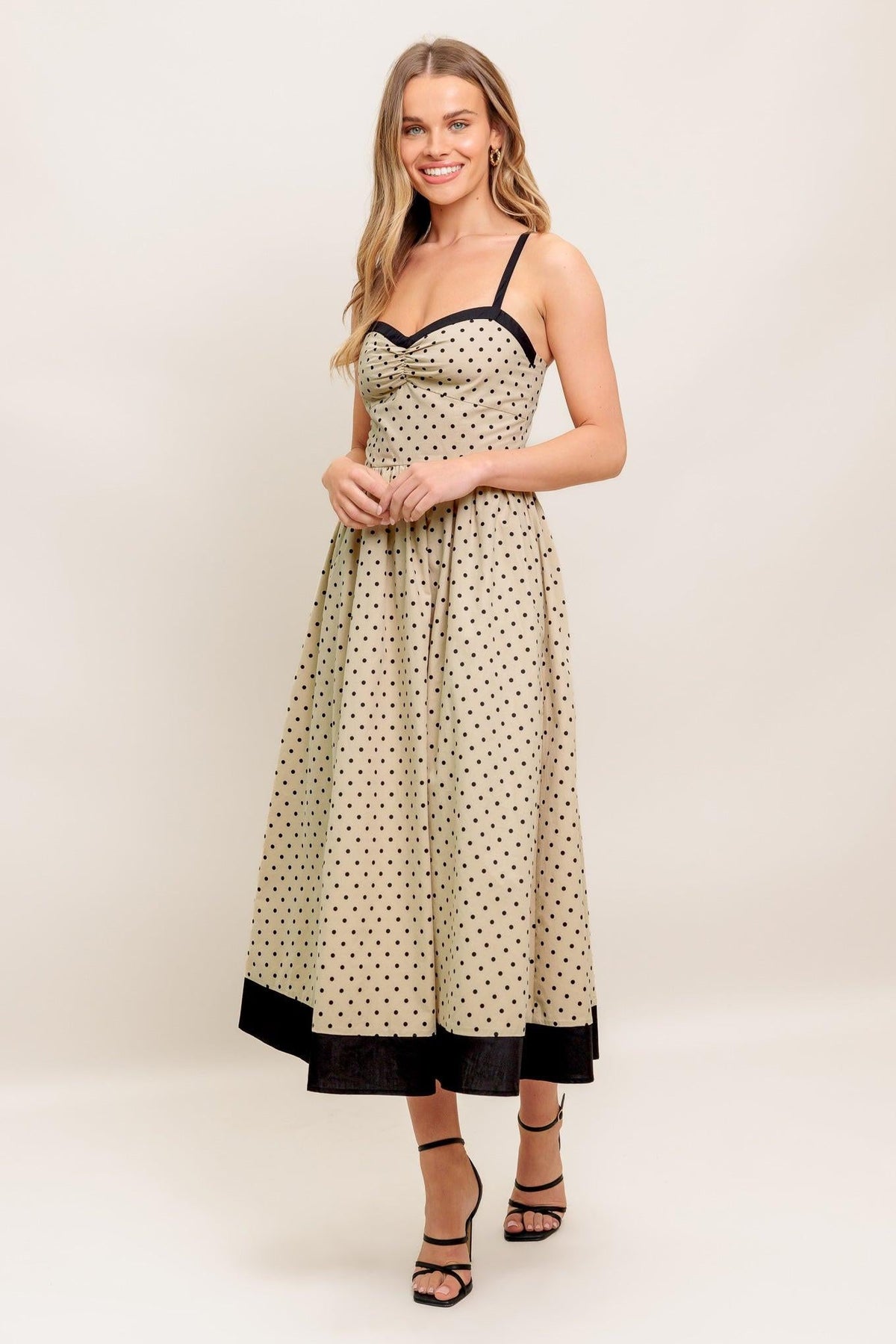 VESTIDO MAXI TEJIDO CON ESTAMPADO DE LUNARES POLKA PASSION