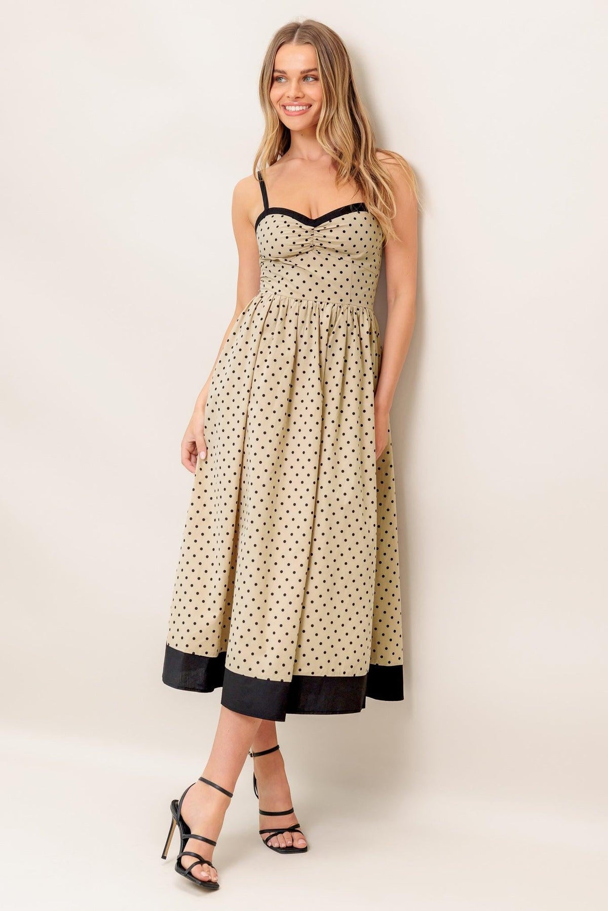 VESTIDO MAXI TEJIDO CON ESTAMPADO DE LUNARES POLKA PASSION