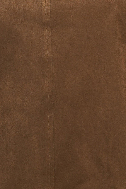 QUIET LUXURY EDGE FAUX SUEDE MIDI SHIFT DRESS