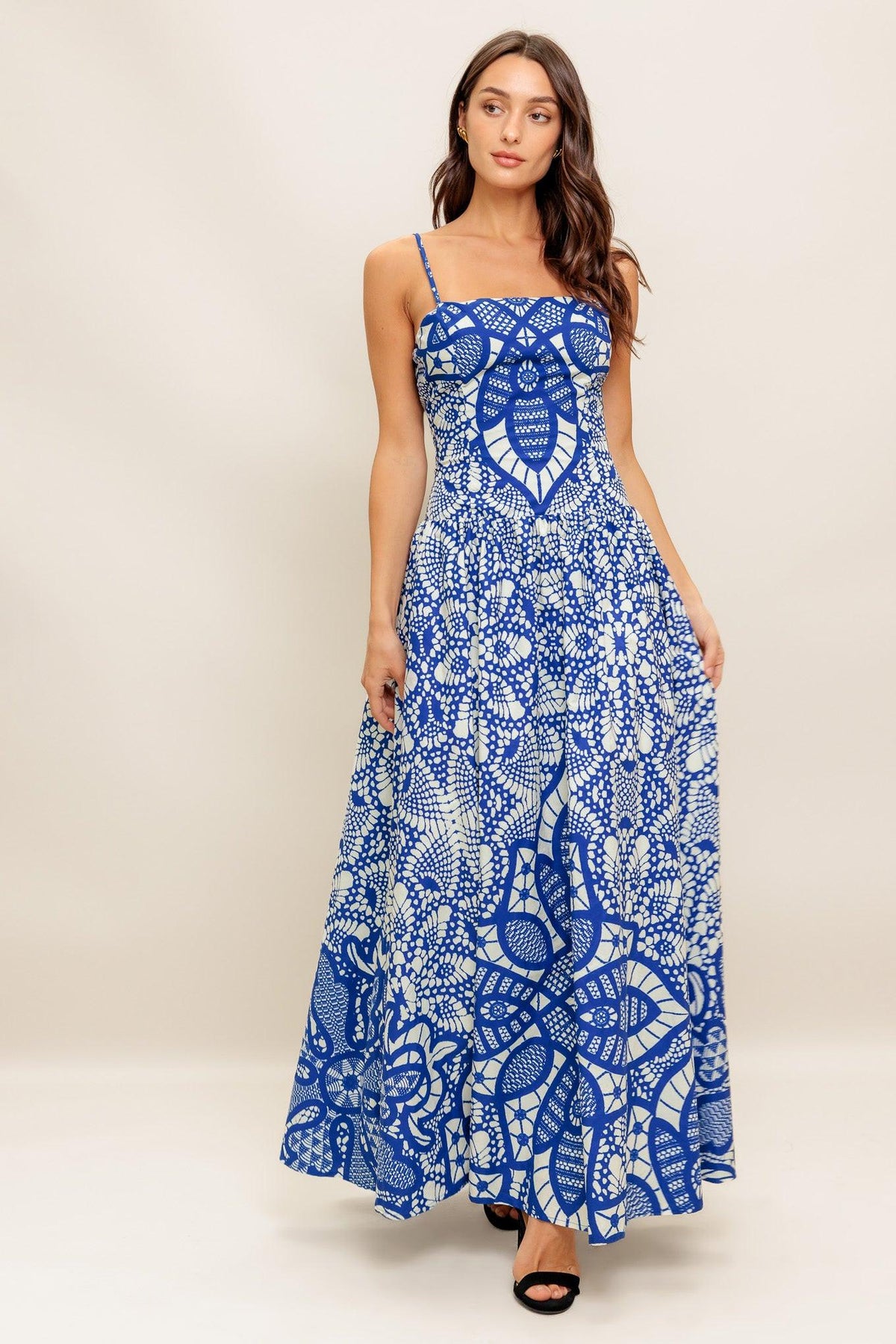VESTIDO HASTA EL TOBILLO DE ORNAMENTO MARINO TEJIDO