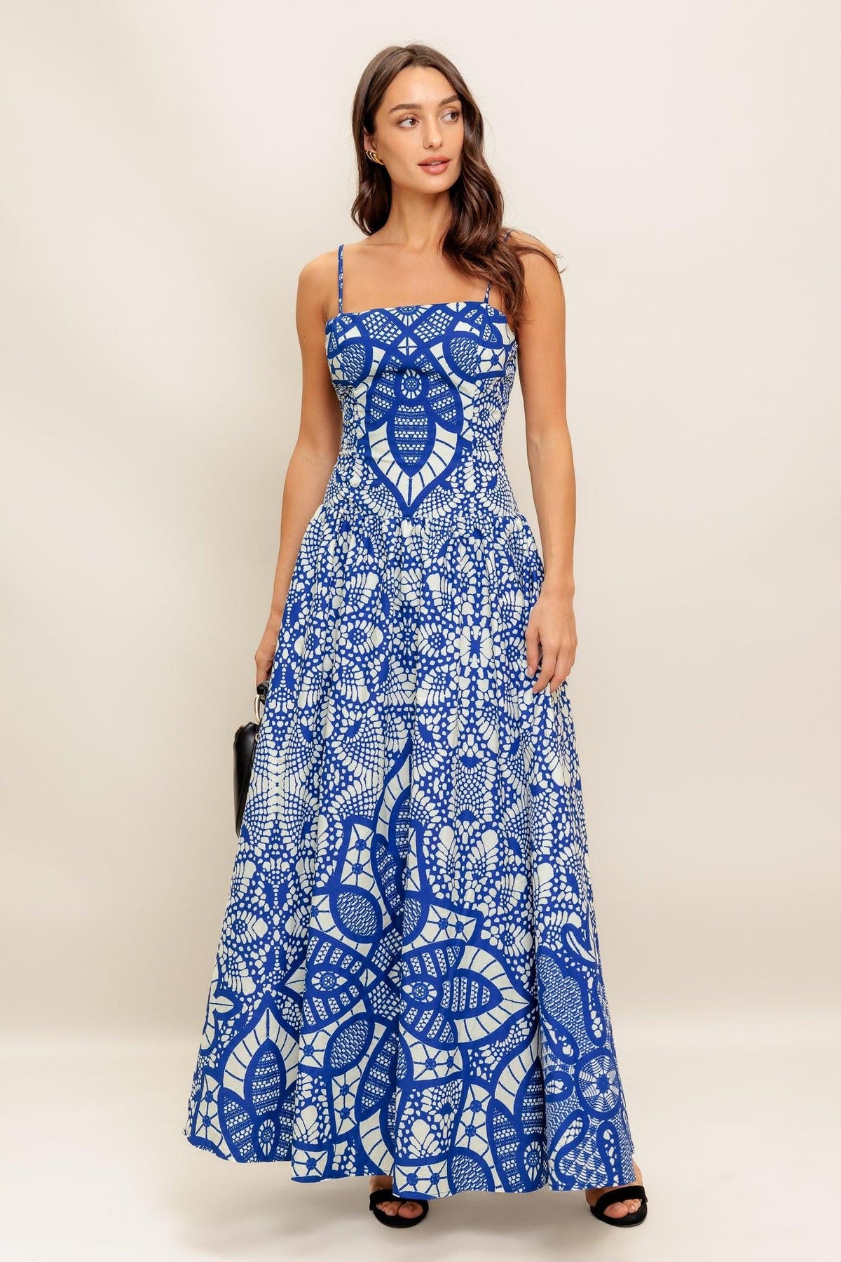 VESTIDO HASTA EL TOBILLO DE ORNAMENTO MARINO TEJIDO