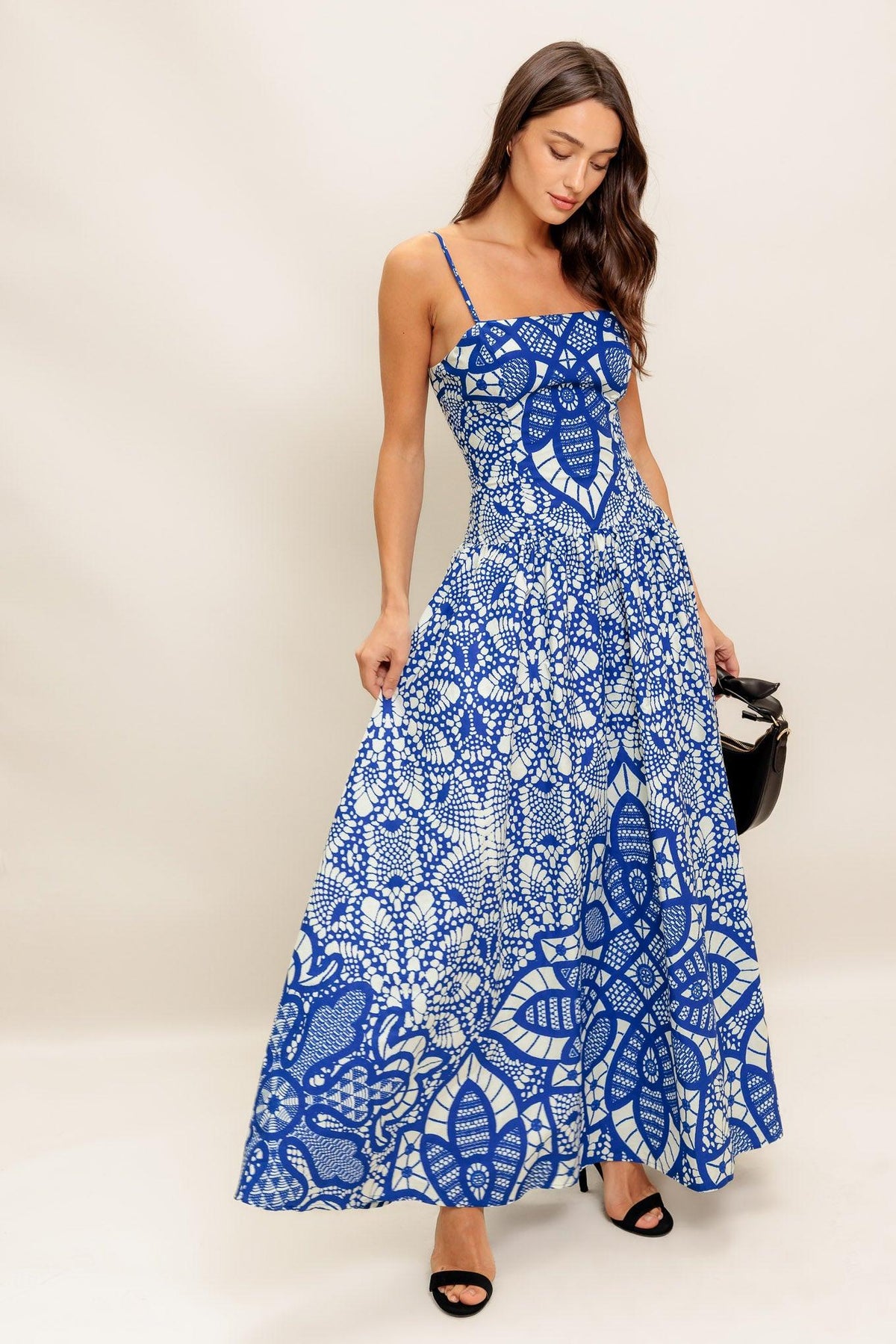 VESTIDO HASTA EL TOBILLO DE ORNAMENTO MARINO TEJIDO