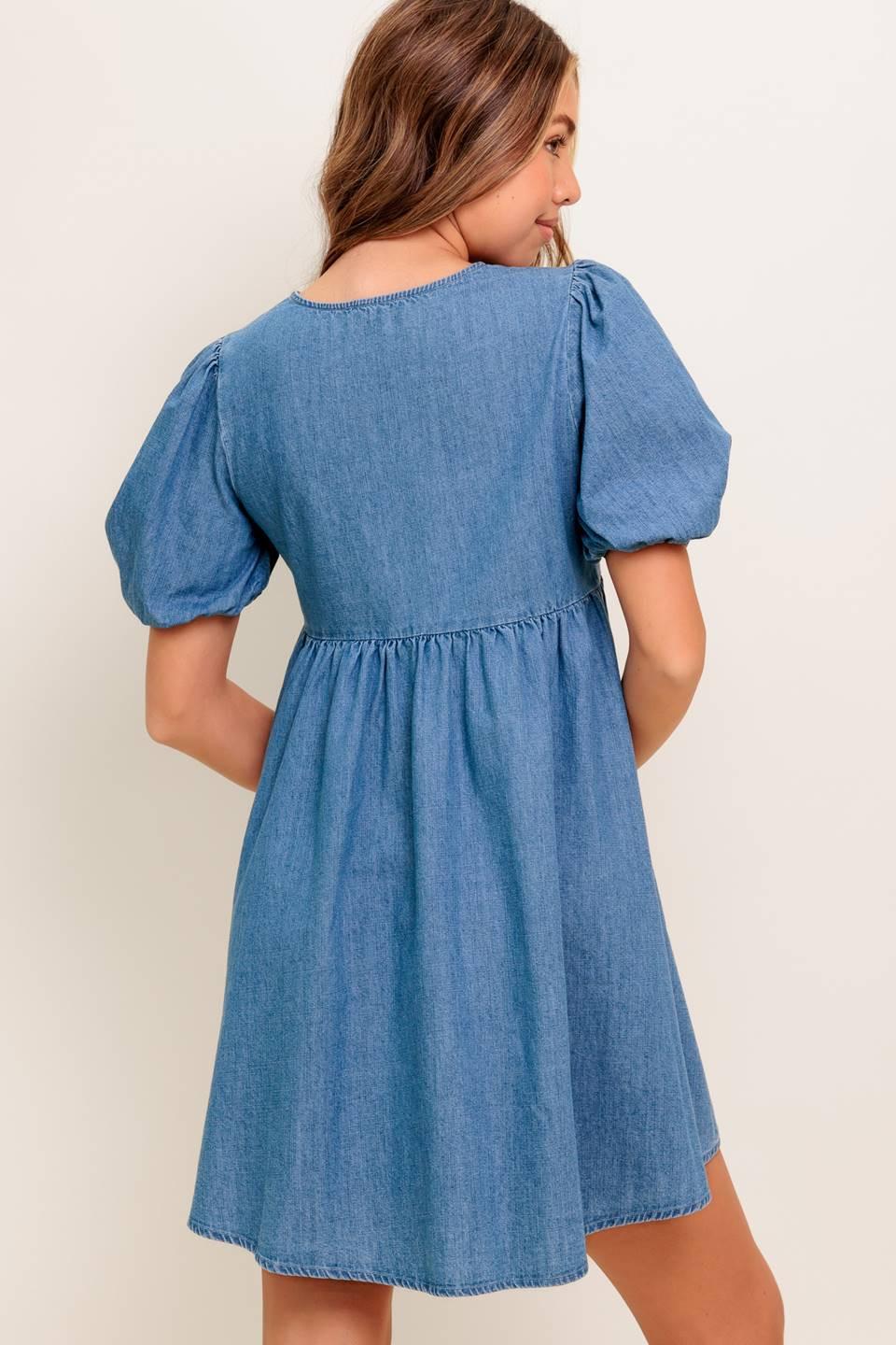 SUNSET GETAWAY DENIM MINI DRESS