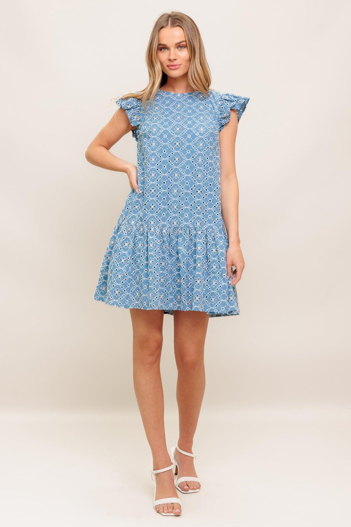 CUPCAKE SMILE WOVEN EYELET BABYDOLL DRESS