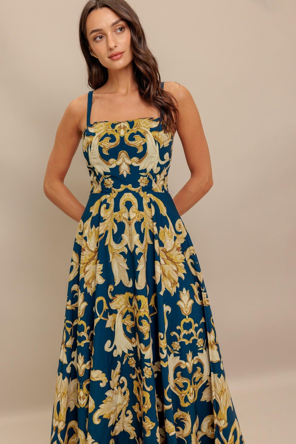 VESTIDO MIDI TEJIDO AZUL IMPERIAL BLOOM