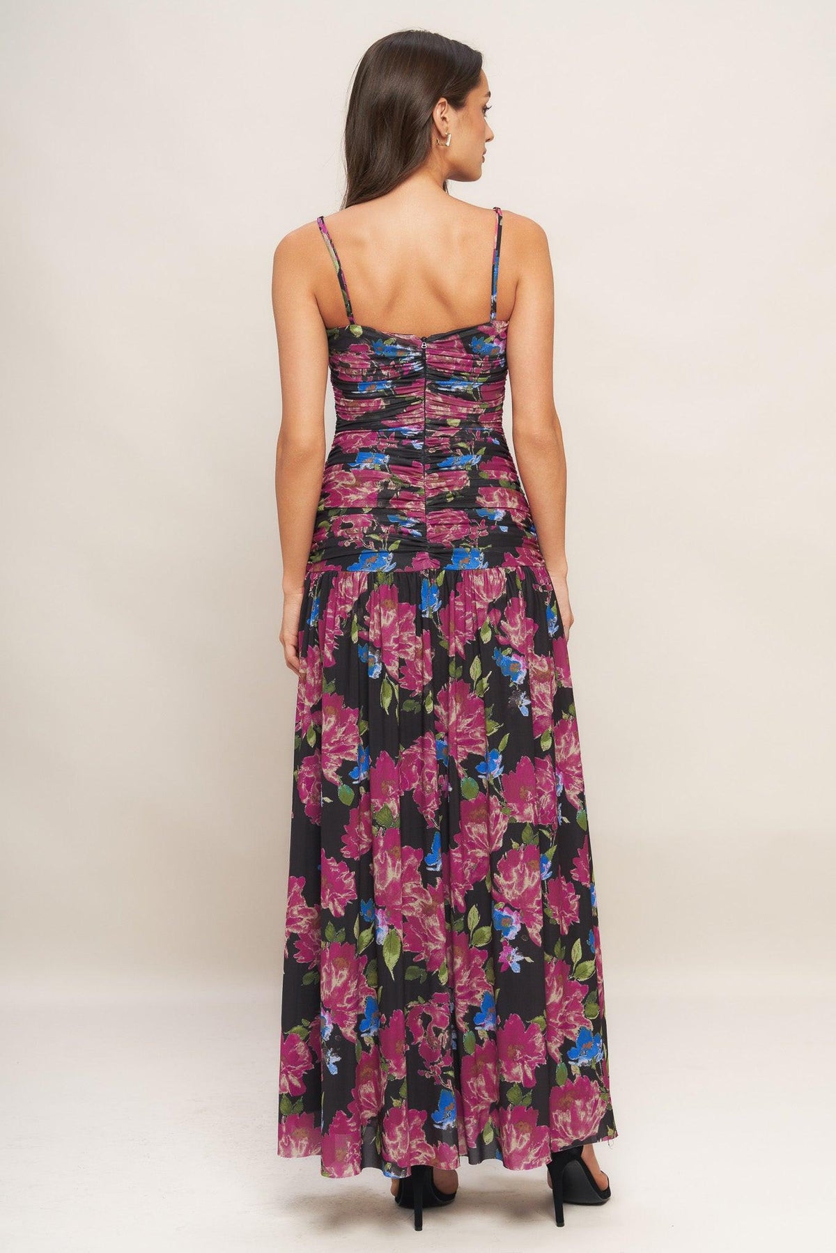 VESTIDO MAXI DE MALLA ELÁSTICA NIGHT FLORIST