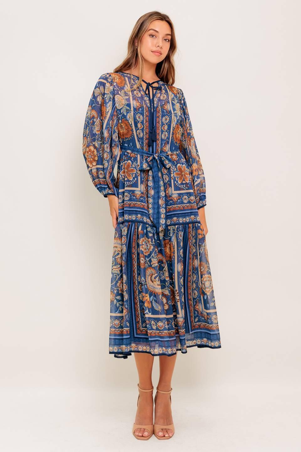VESTIDO MIDI TEJIDO DE TAPICERÍA BOHEMIA