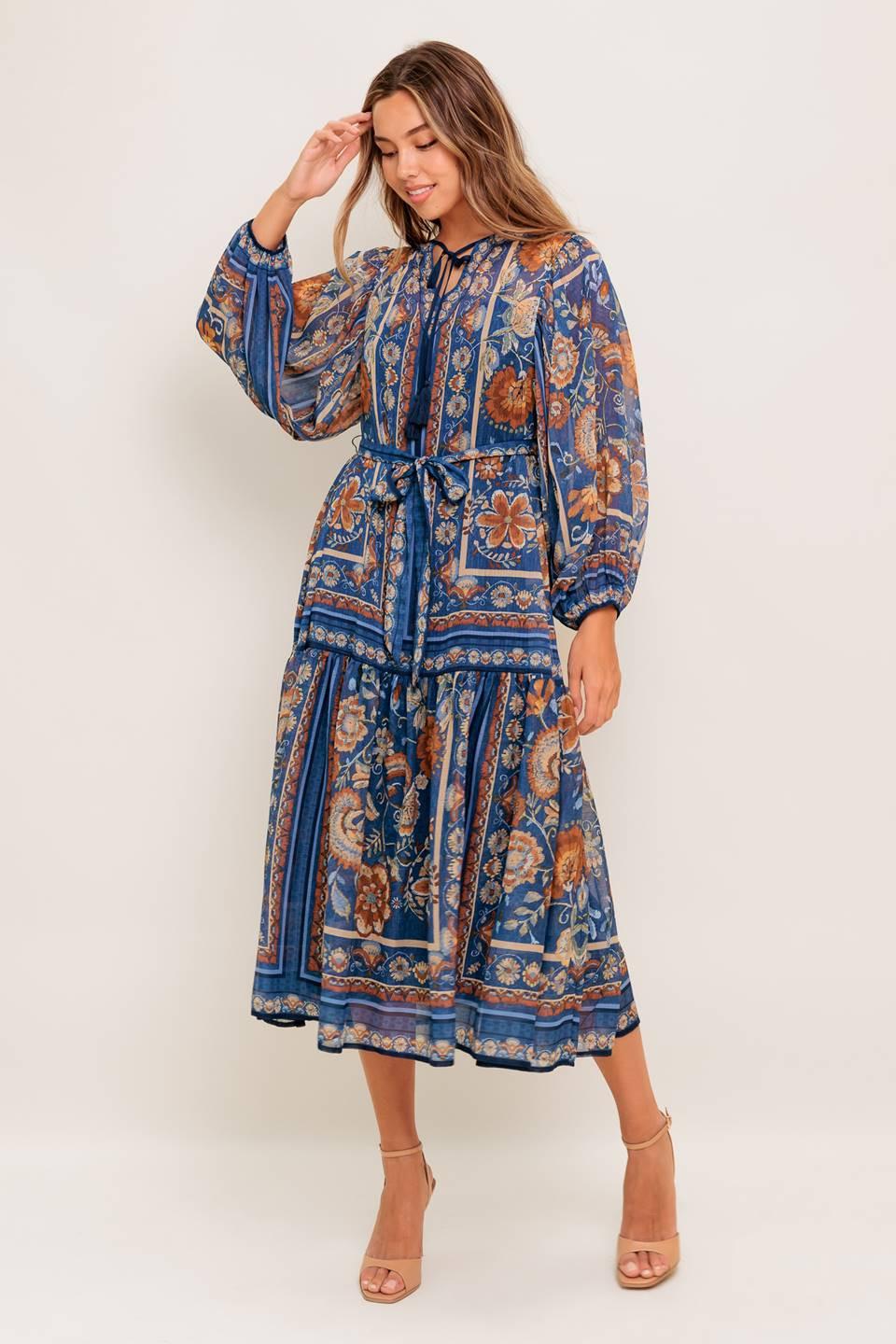 VESTIDO MIDI TEJIDO DE TAPICERÍA BOHEMIA