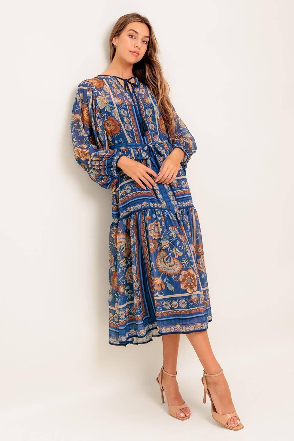 VESTIDO MIDI TEJIDO DE TAPICERÍA BOHEMIA