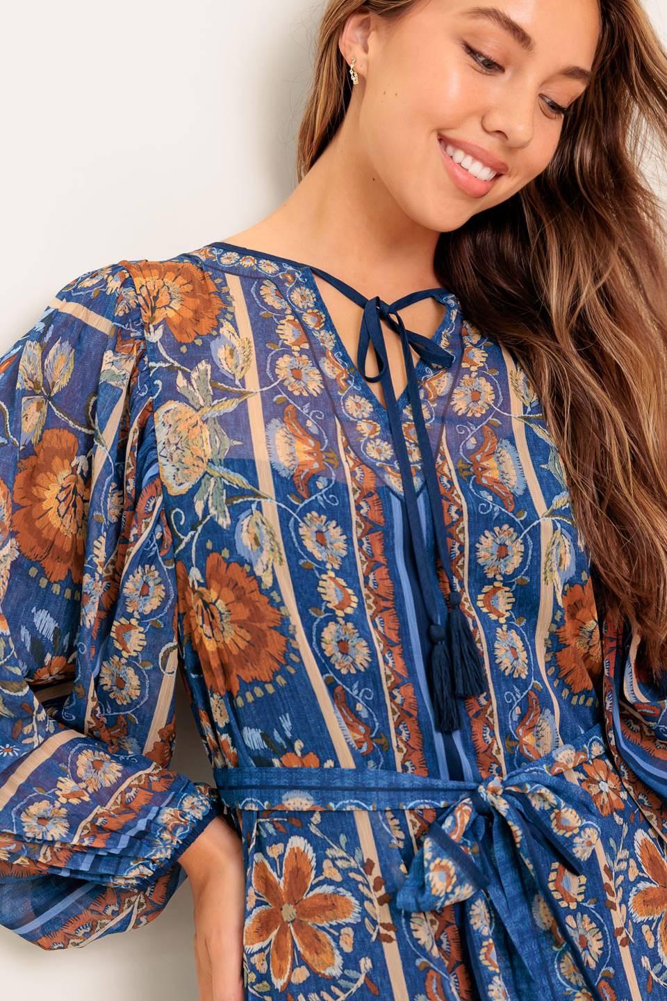 VESTIDO MIDI TEJIDO DE TAPICERÍA BOHEMIA