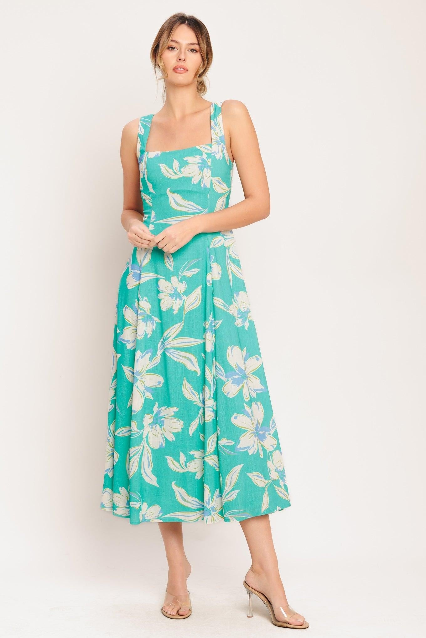 AQUA DAYDREAM WOVEN MIDI DRESS