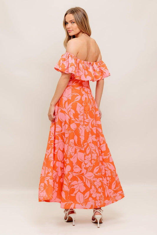 CITRUS GARDEN WOVEN MIDI DRESS