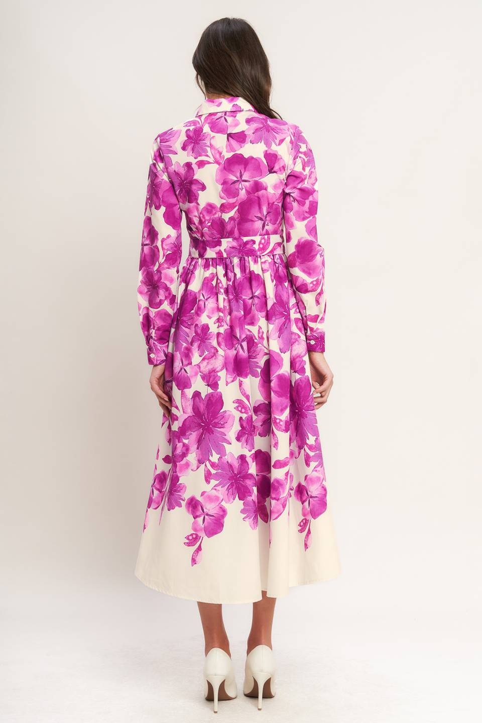 VESTIDO CAMISERO MIDI DE TEJIDO ESTRUCTURADO EVERGREEN CAMELLIA DREAM