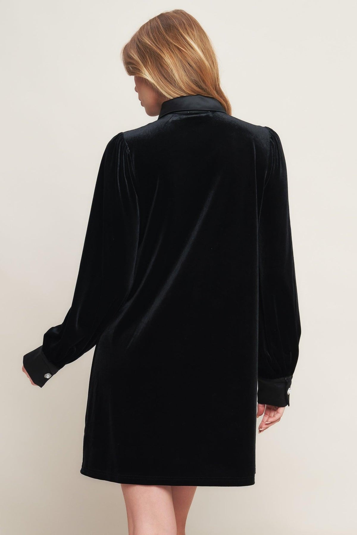 VELVET POWER BLACK MINI DRESS