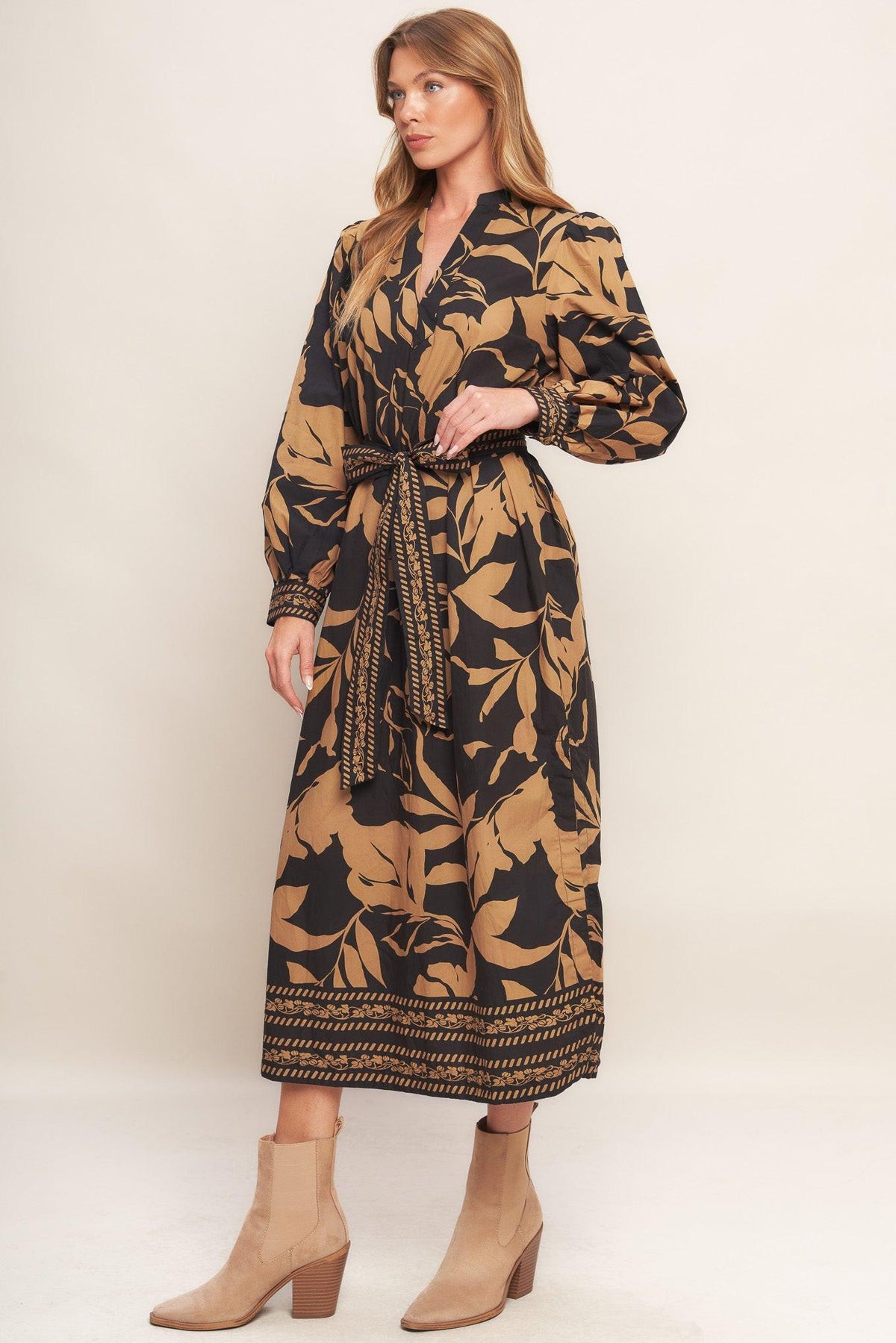 VESTIDO MIDI TEJIDO HOJA DE OTOÑO