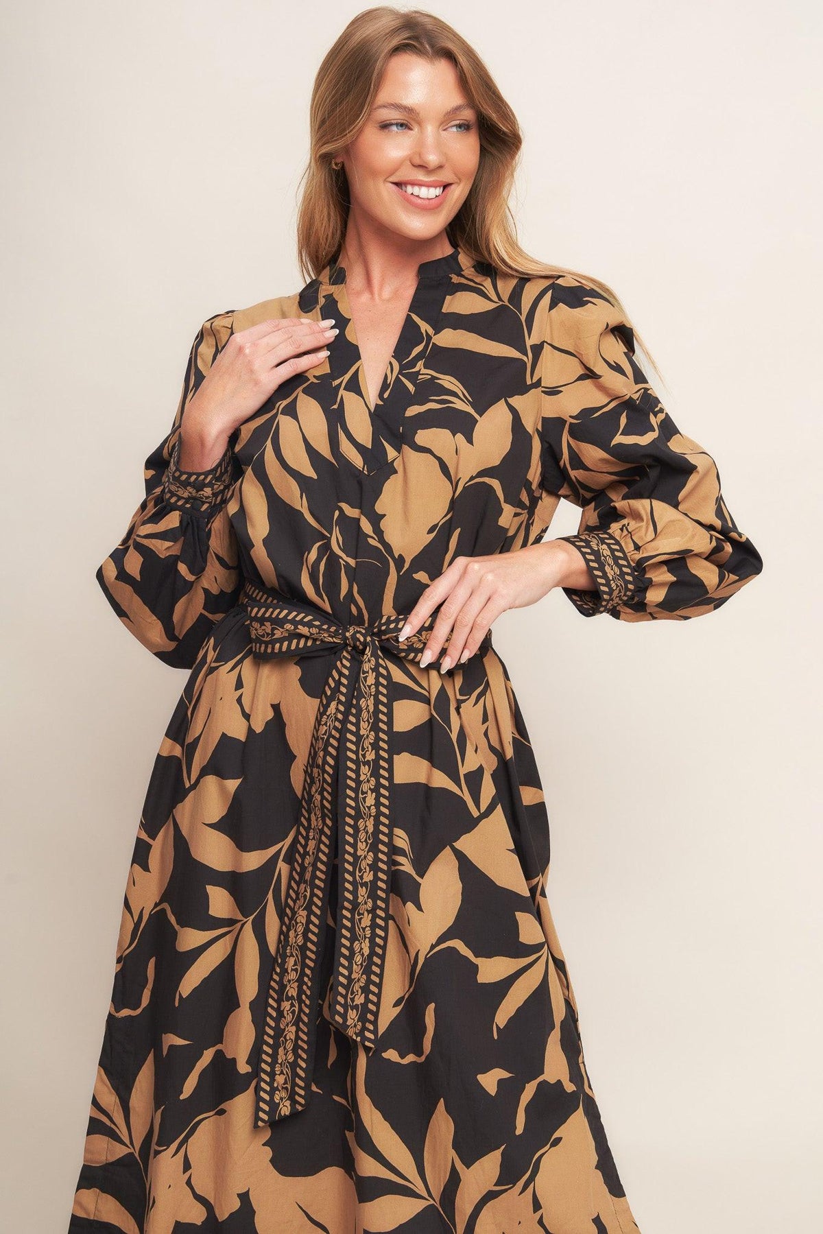 VESTIDO MIDI TEJIDO HOJA DE OTOÑO