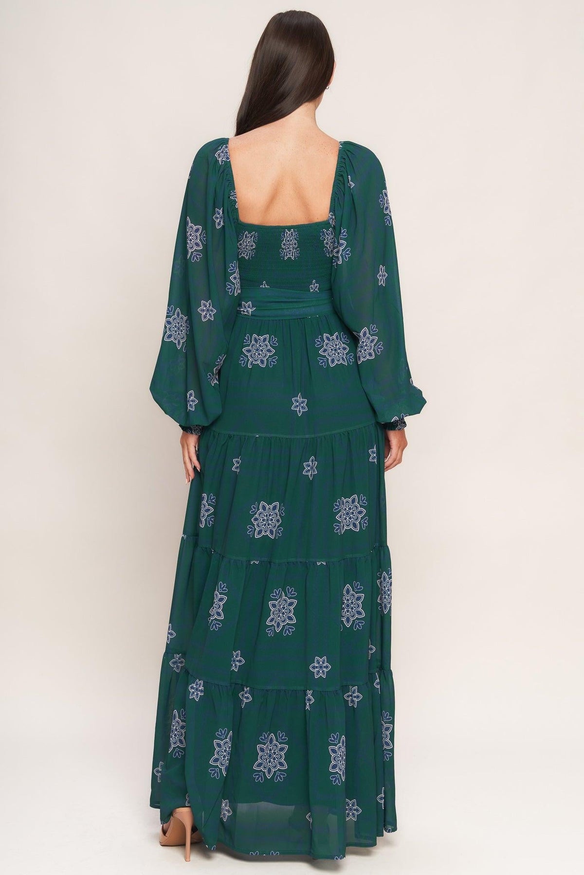 AZURE BOTANIQUE WOVEN MAXI DRESS