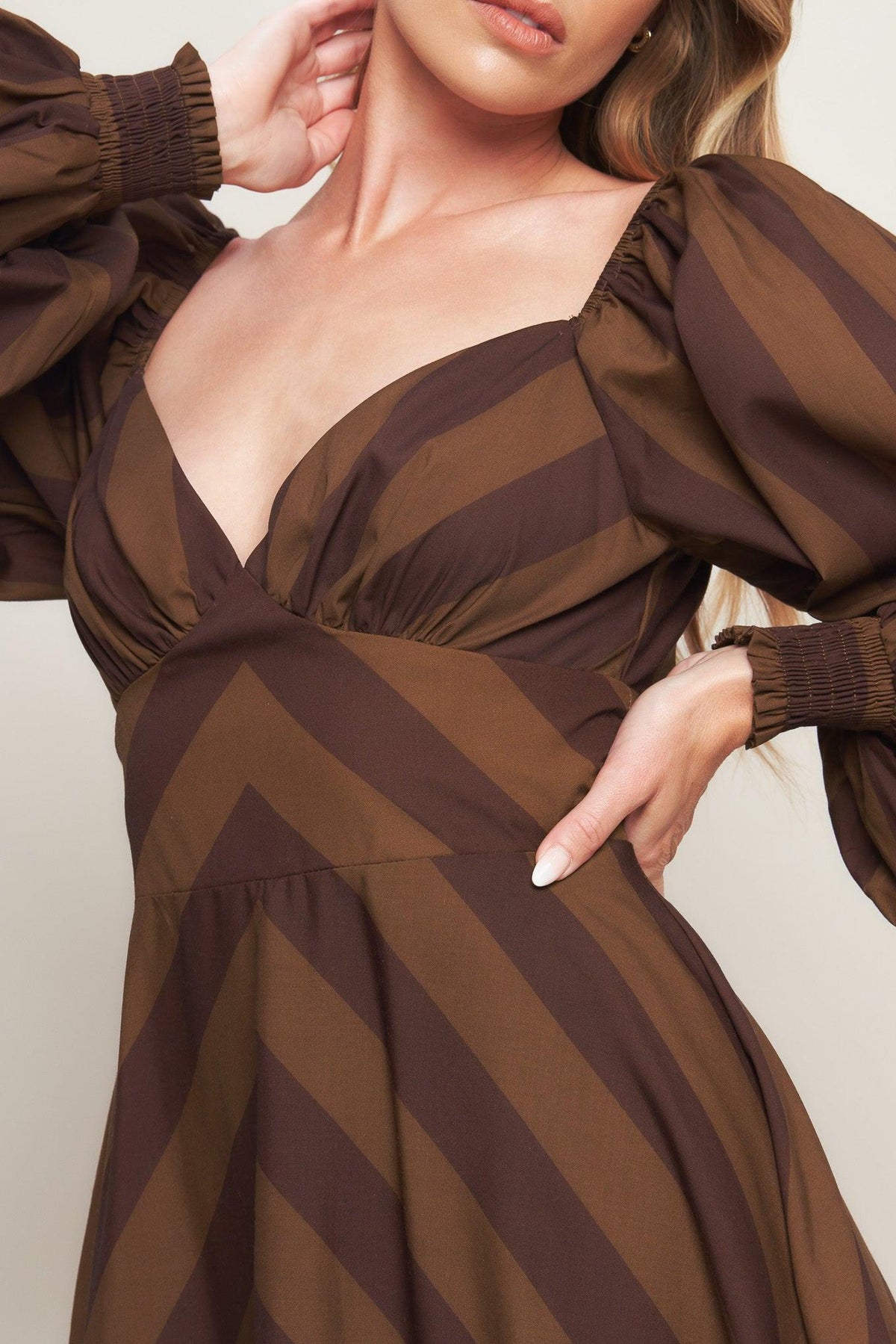 BROWN GODDESS FLOW WOVEN MIDI DRESS