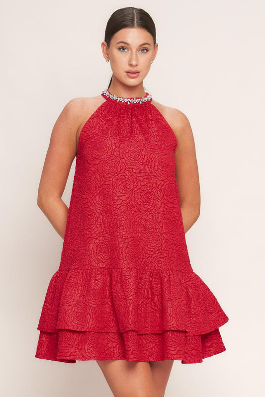 SPARKLE & SWIRL WOVEN MINI DRESS