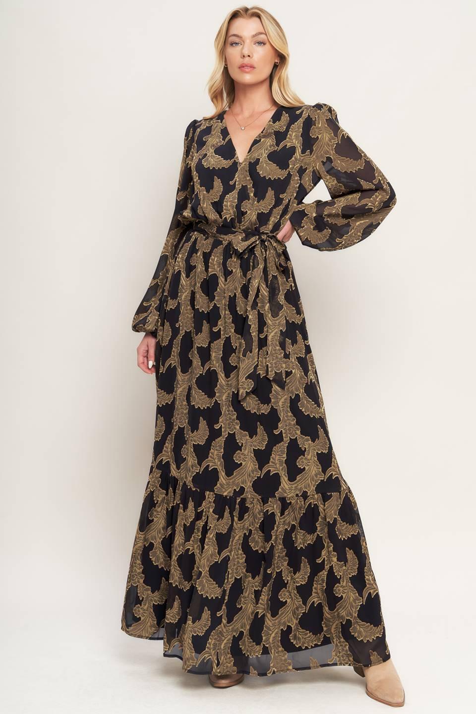 MIDNIGHT MOSS WOVEN JACQUARD MAXI DRESS