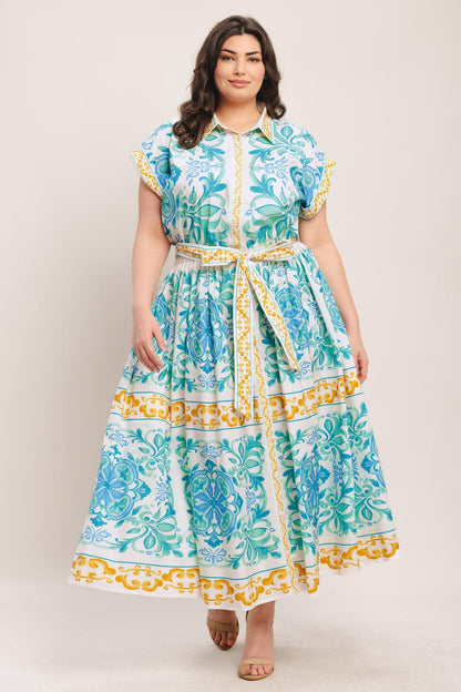 BLUE REGALIA WOVEN MIDI DRESS