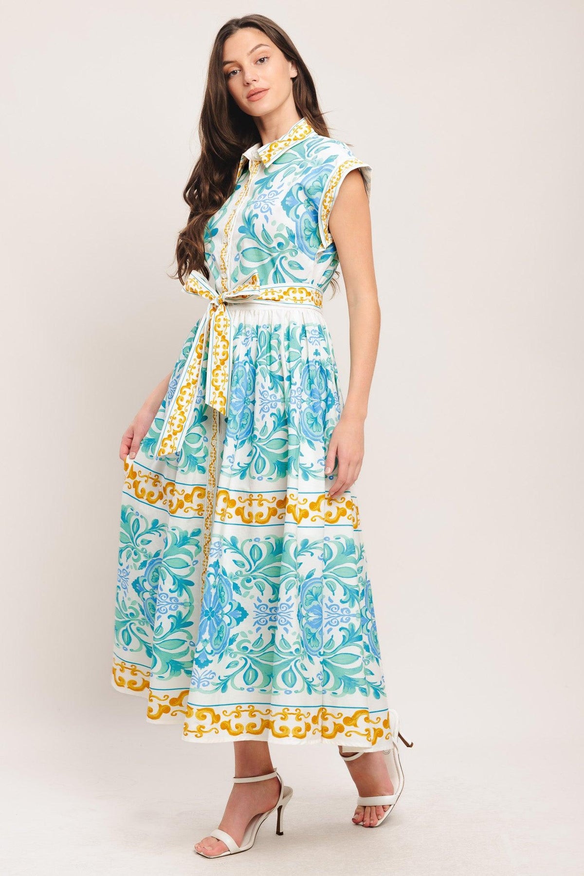 BLUE REGALIA WOVEN MIDI DRESS