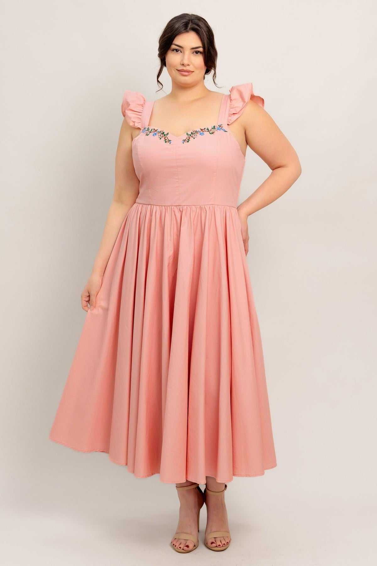 BLUSHED WITH LOVE WOVEN MIDI DRESS