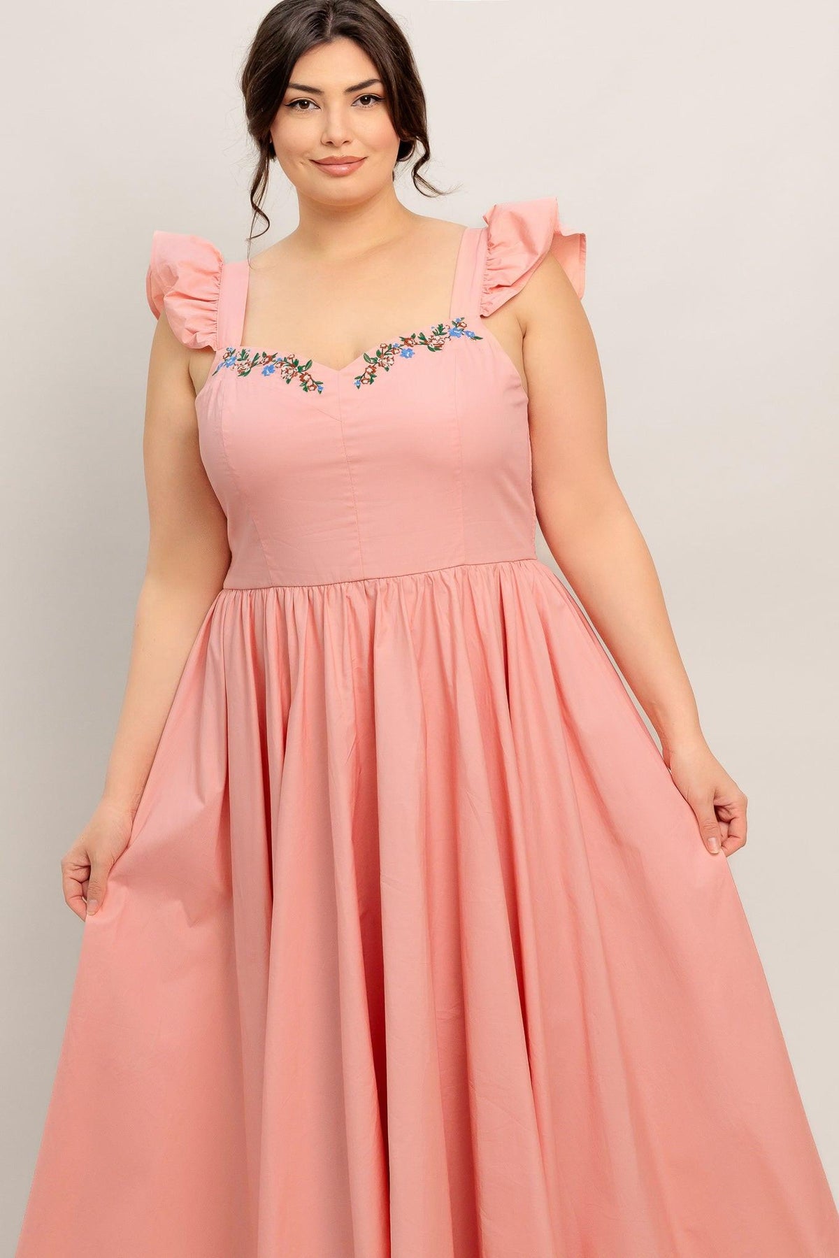 BLUSHED WITH LOVE WOVEN MIDI DRESS
