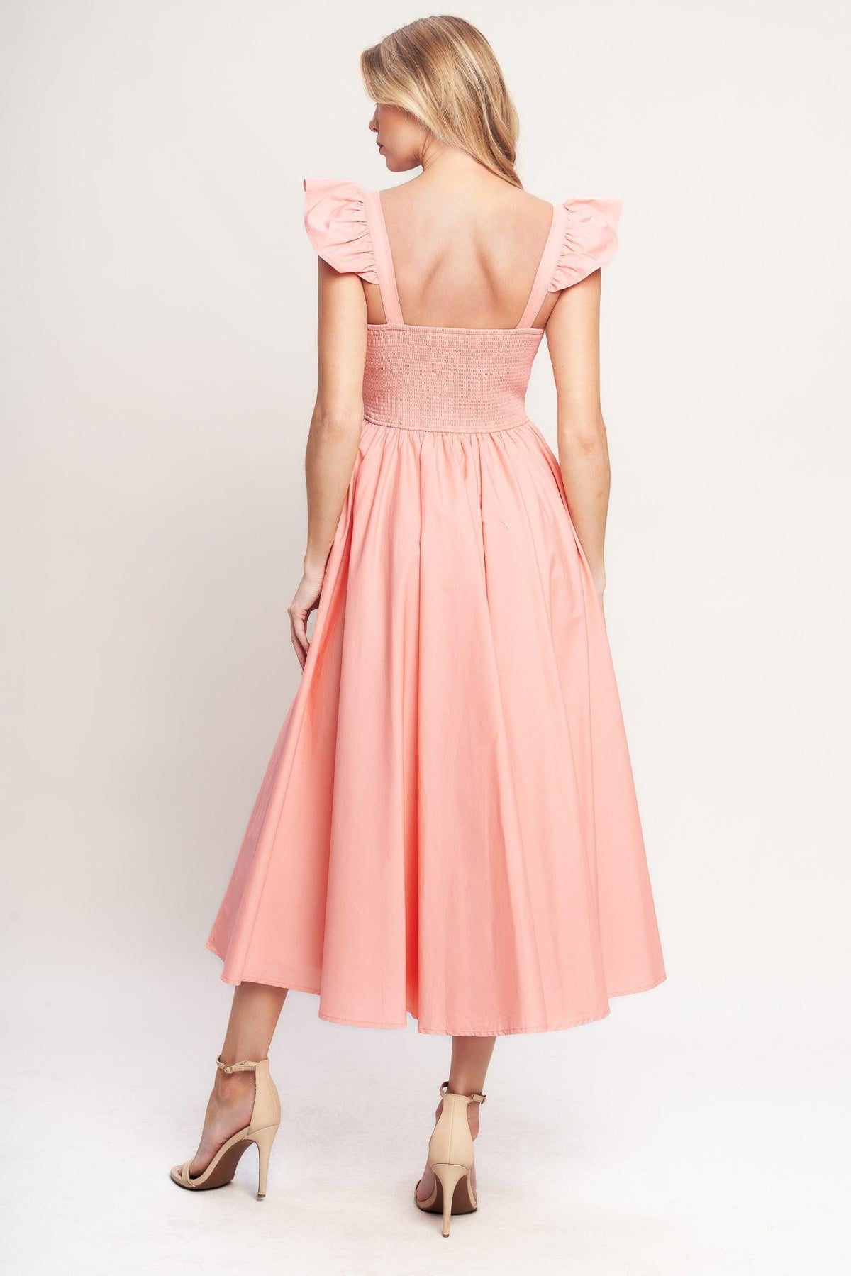 BLUSHED WITH LOVE WOVEN MIDI DRESS