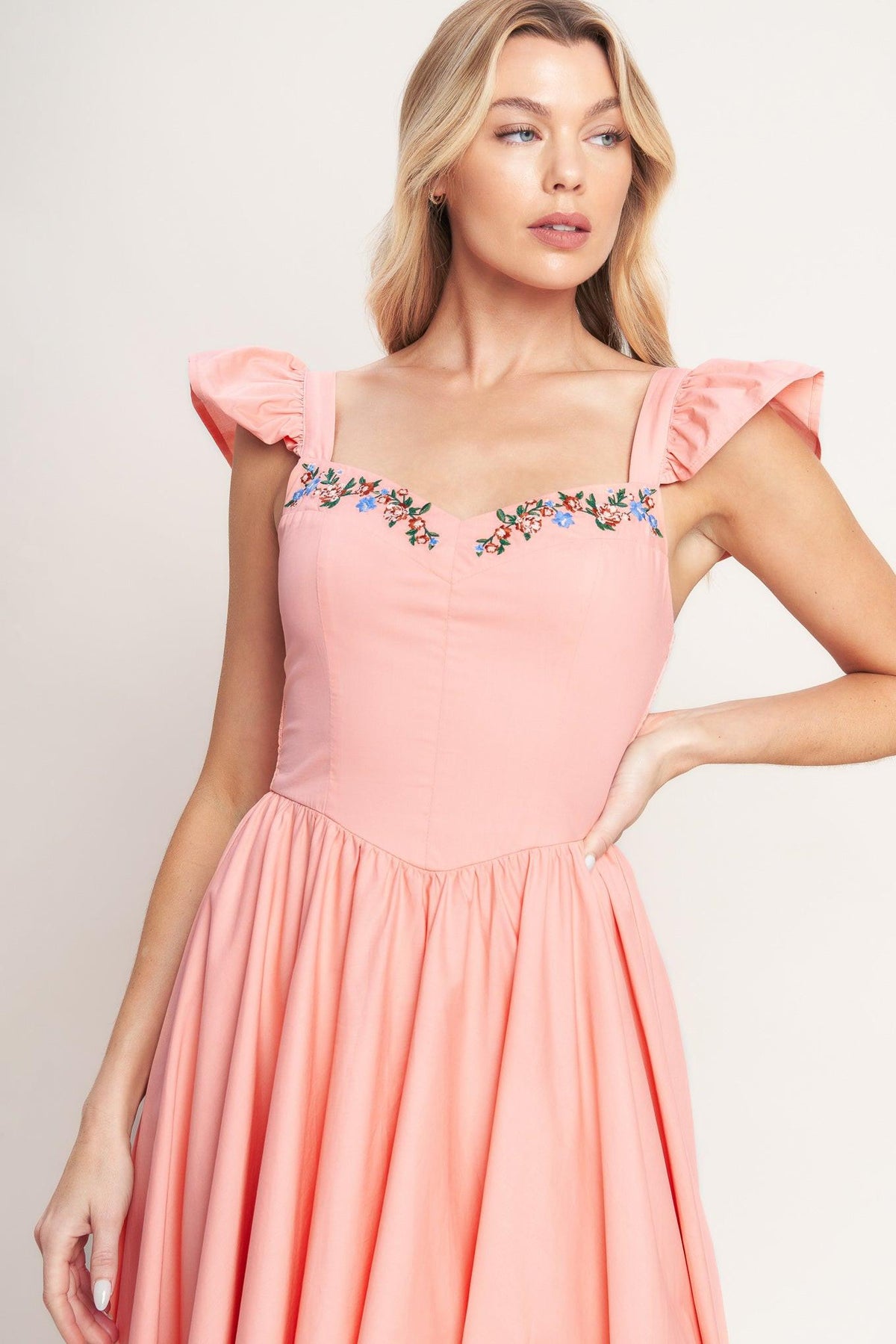 BLUSHED WITH LOVE WOVEN MIDI DRESS