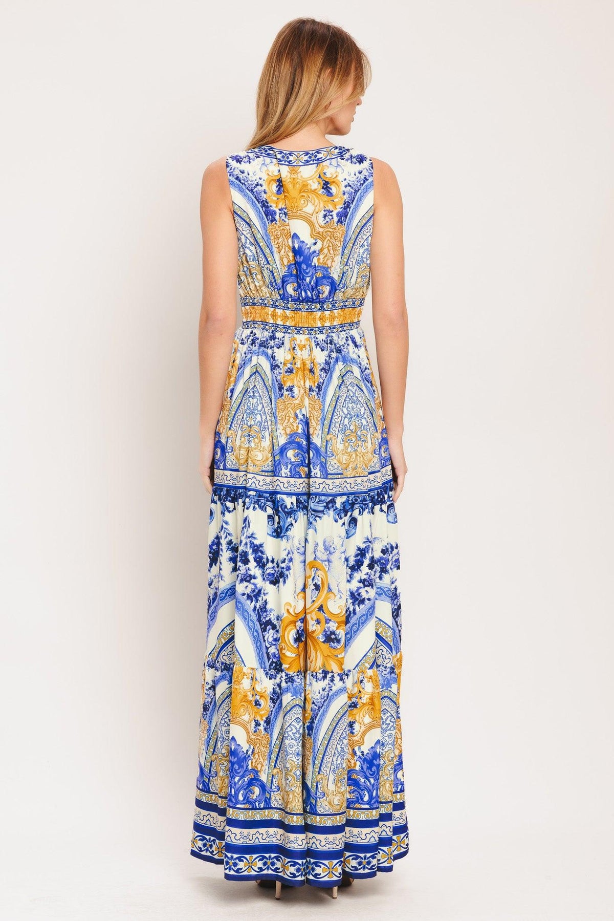 AZURE PALAZZO WOVEN MAXI DRESS