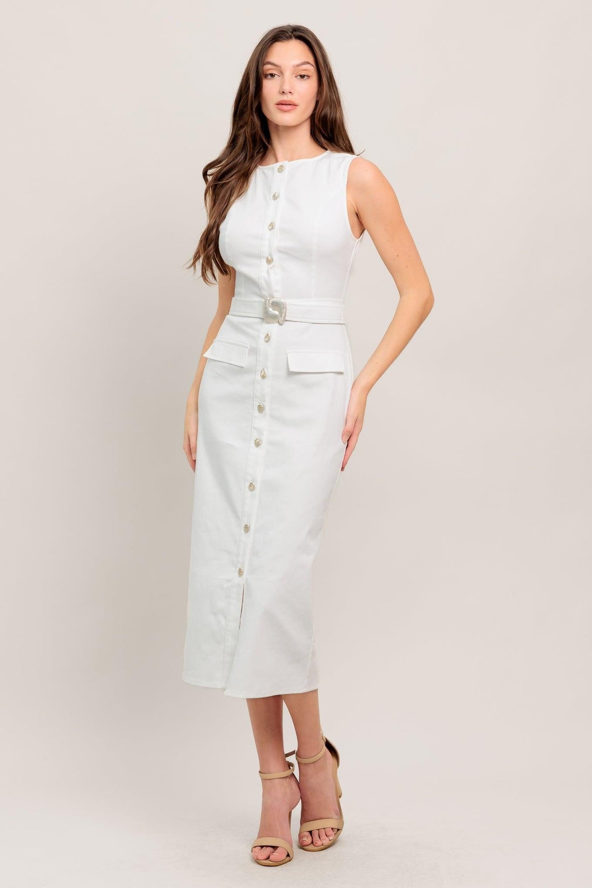 ROUGE ROMANCE TWILL MIDI DRESS