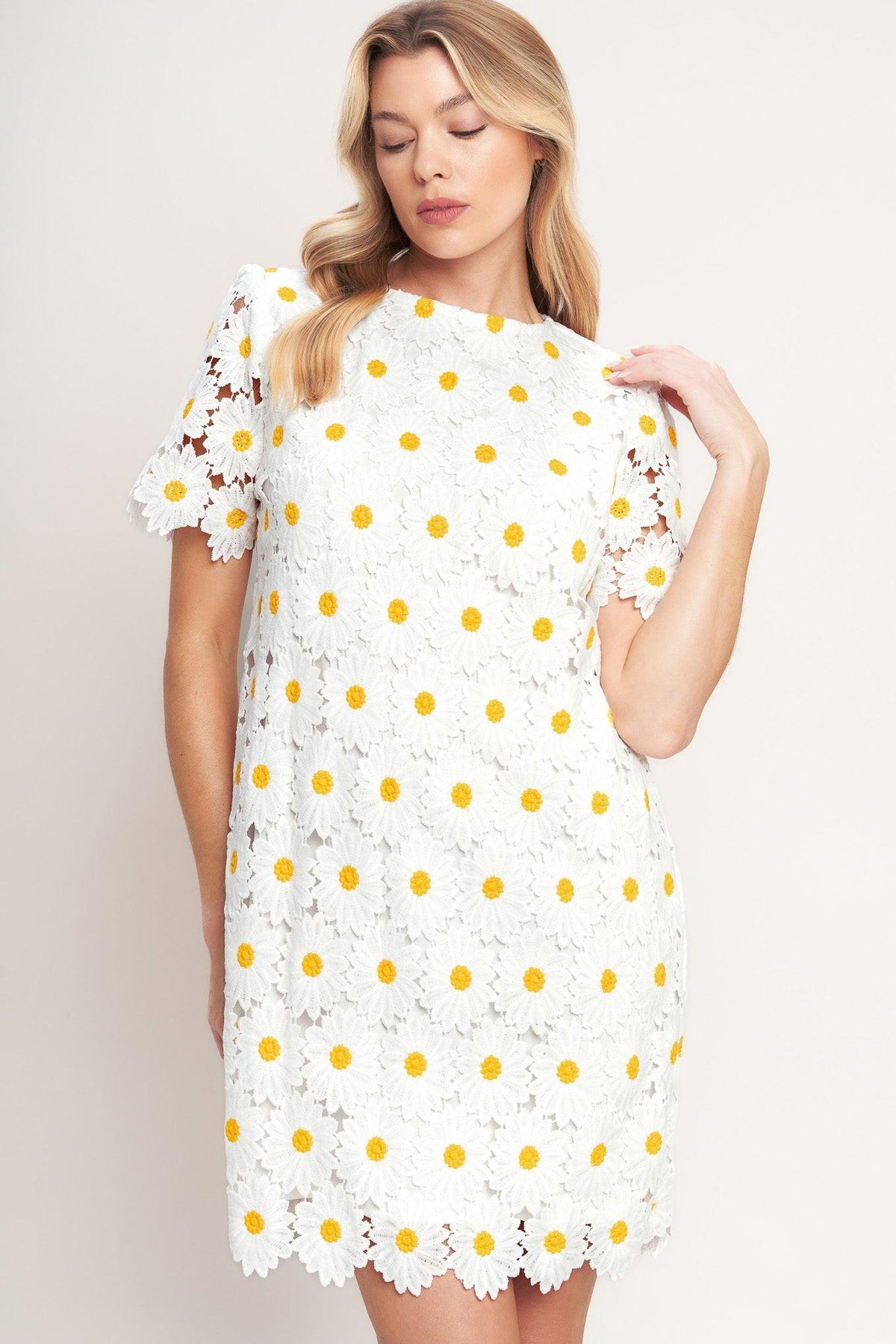 DAISIES AND DAYDREAMS WOVEN LACE MINI DRESS