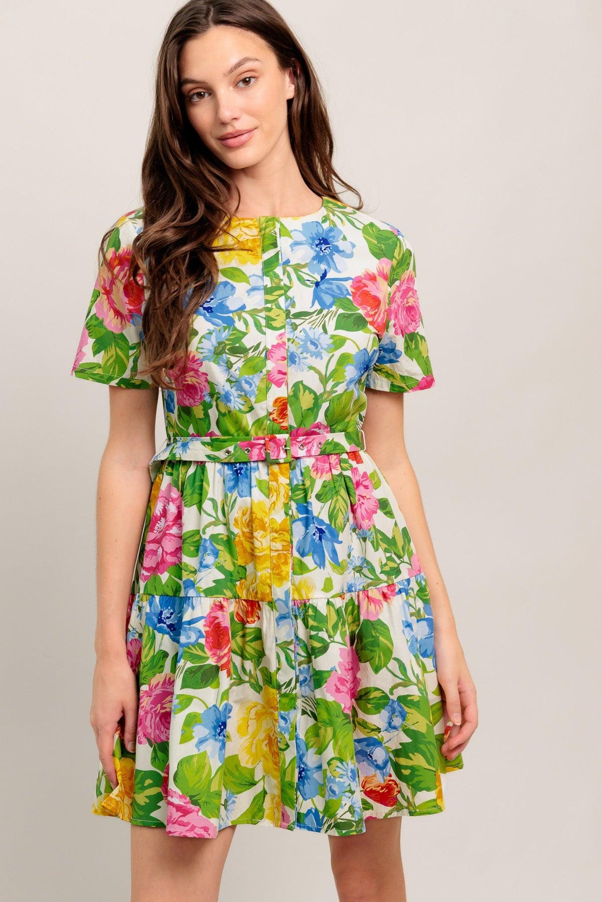 SUNSHINE IN FULL BLOOM WOVEN MINI DRESS