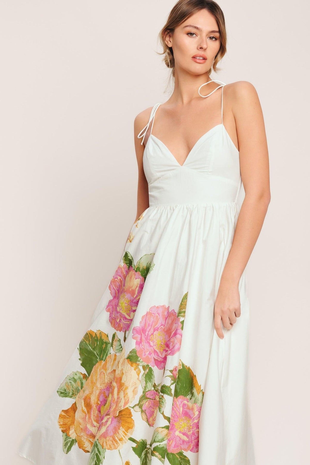 POETIC BLOOM WOVEN MIDI DRESS