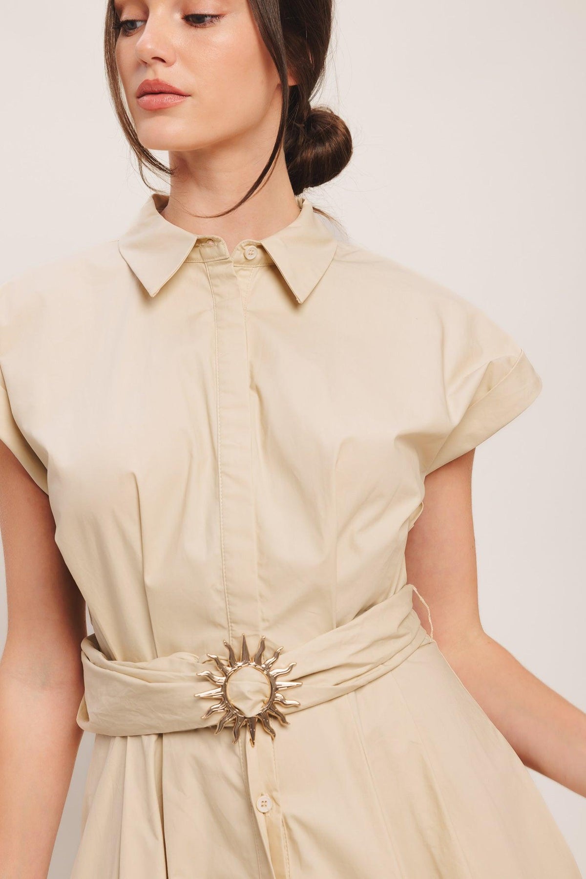 BARE ELEGANCE WOVEN MIDI DRESS