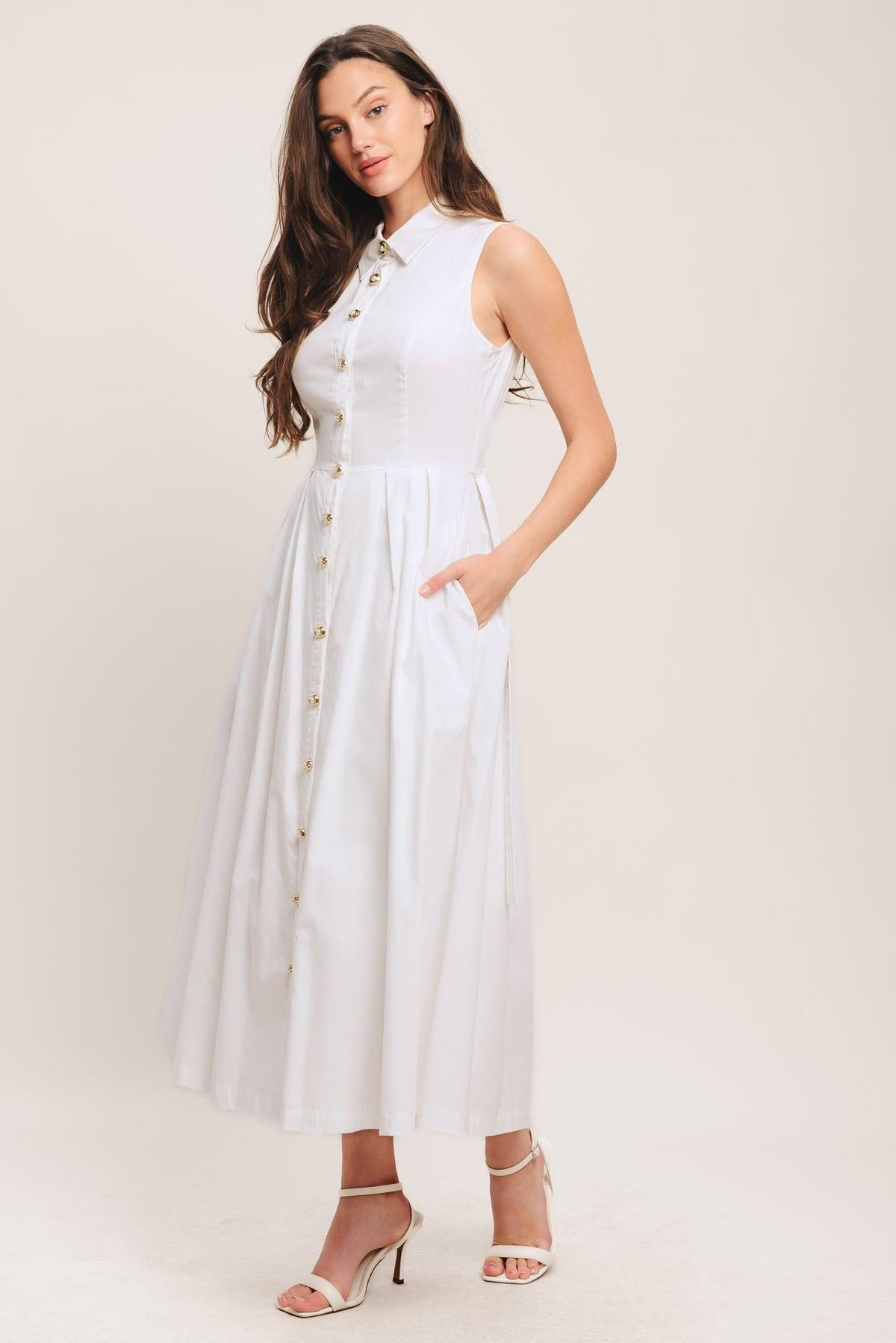 VESTIDO MIDI TEJIDO DE COLOR BLANCO HEART OF WHITE