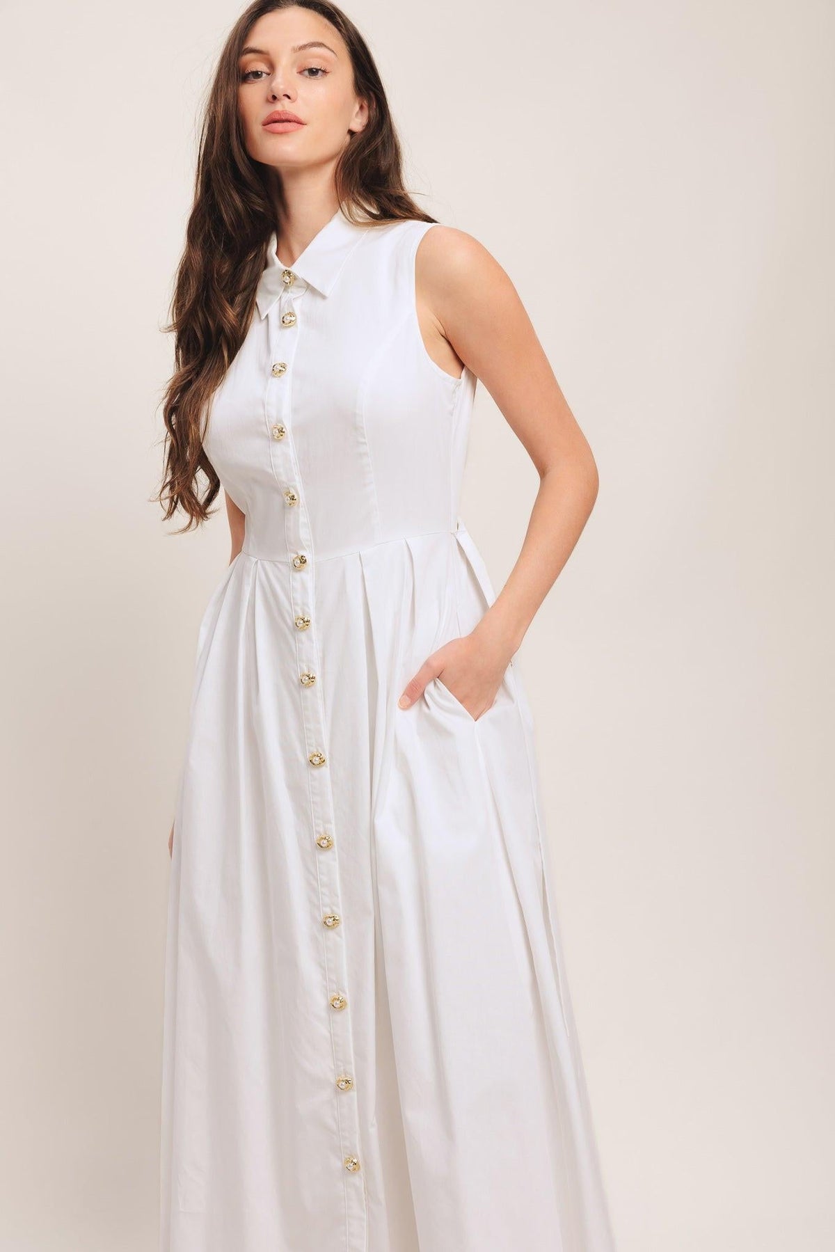 VESTIDO MIDI TEJIDO DE COLOR BLANCO HEART OF WHITE