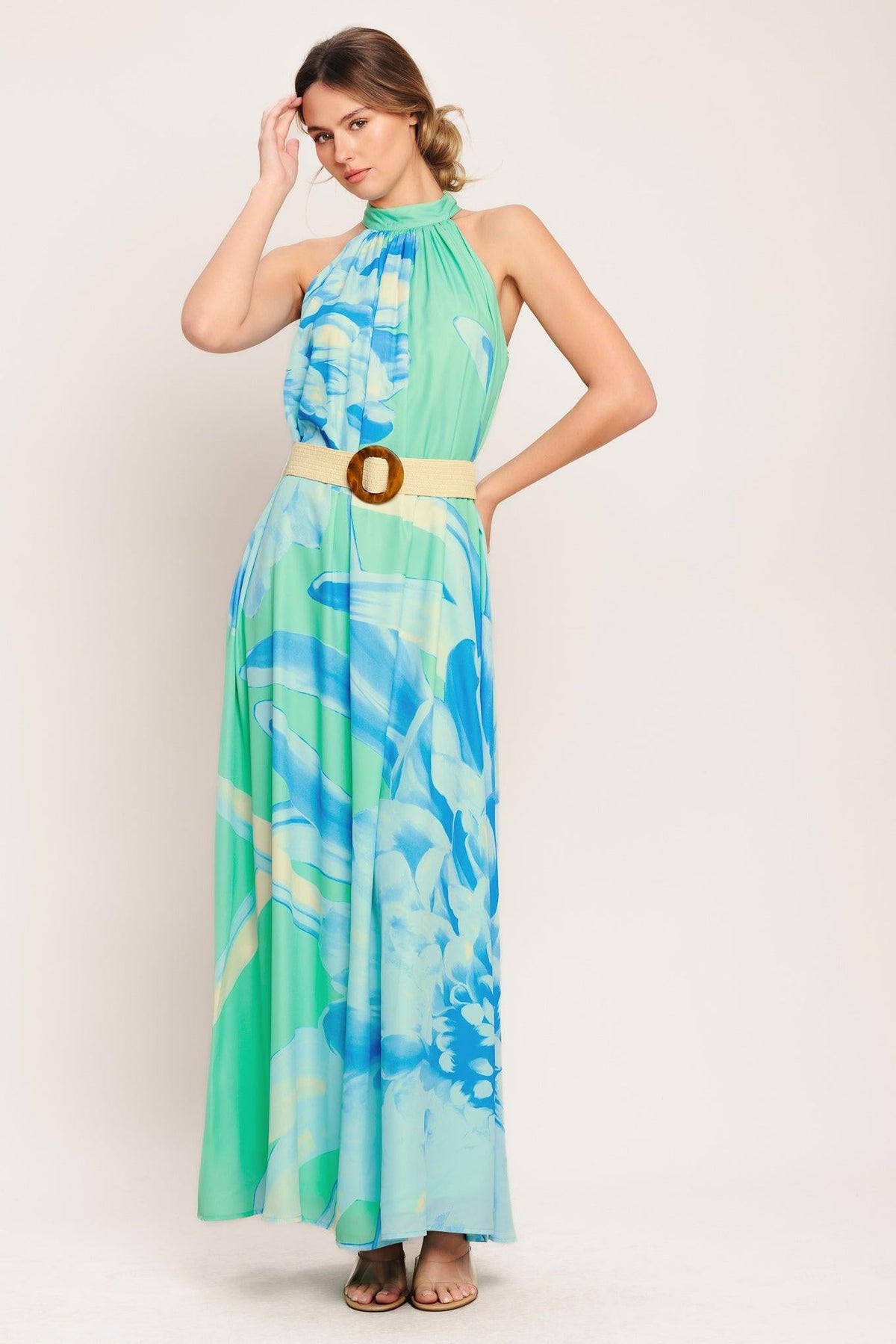 BLUE HORIZON WOVEN MAXI DRESS