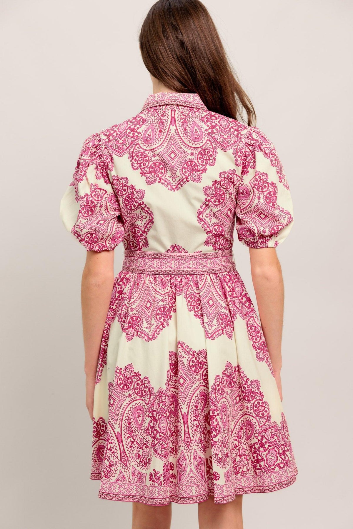 TEA AT NOON PAISLEY WOVEN MINI DRESS