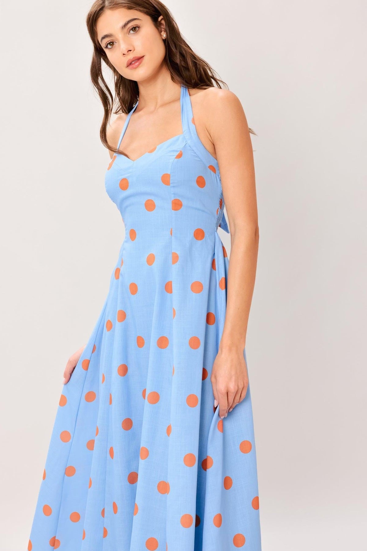 VESTIDO MIDI TEJIDO CON ESTAMPADO DE CIELO DE ALGODÓN DE AZÚCAR
