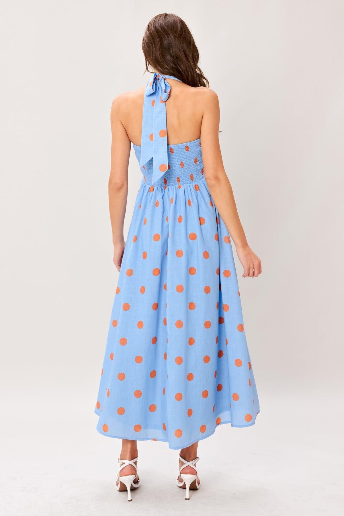 VESTIDO MIDI TEJIDO CON ESTAMPADO DE CIELO DE ALGODÓN DE AZÚCAR