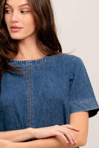 SIMPLY PUT TOGETHER DENIM MINI DRESS