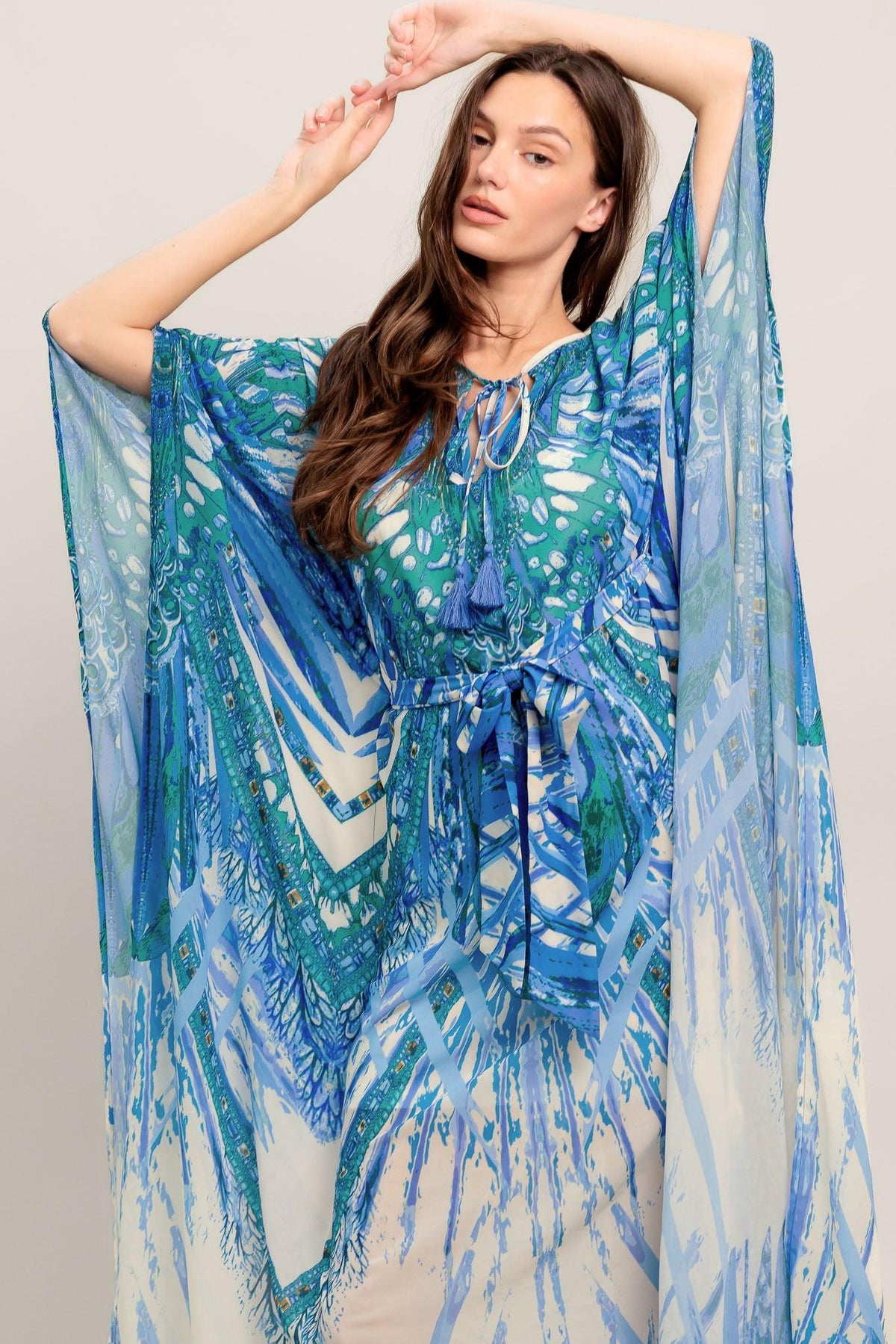 JUST LANDED IN PARADISE WOVEN KAFTAN MAXI DRESS