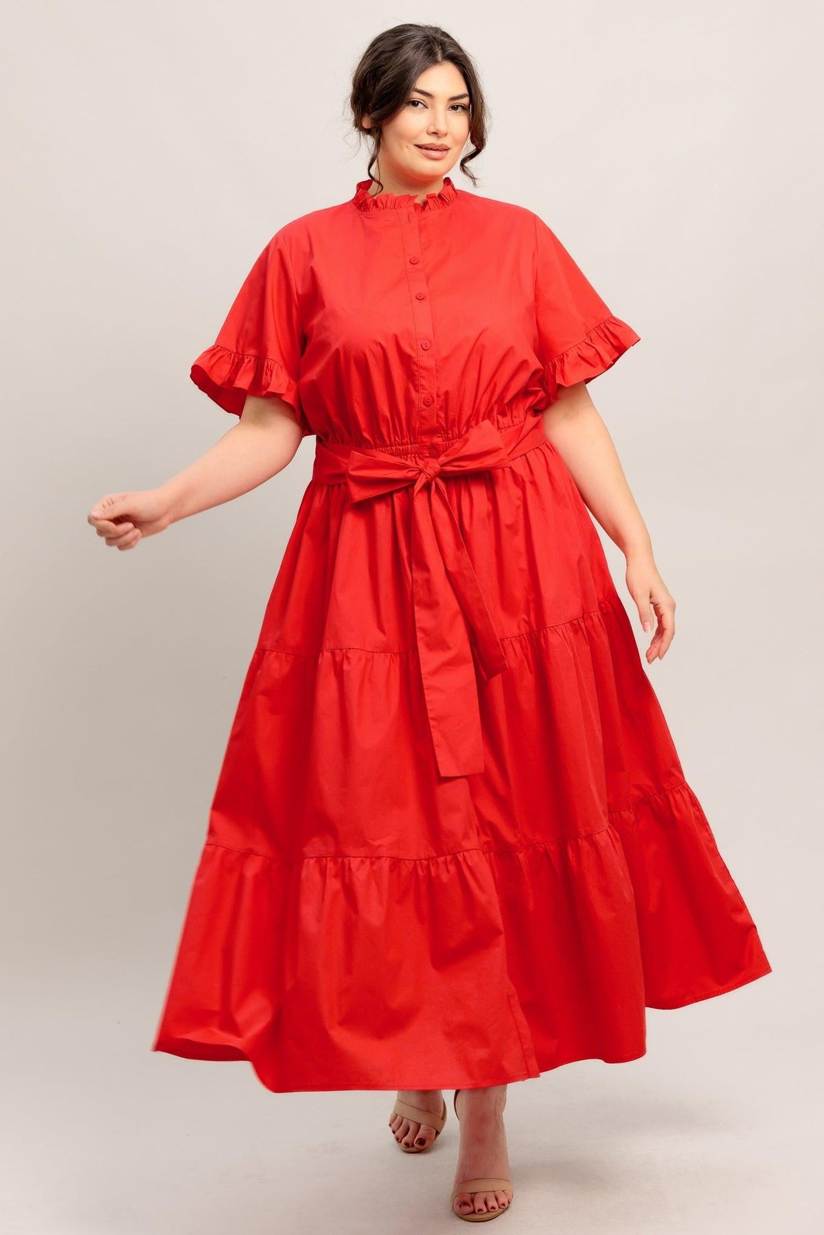 FEELS LIKE A COMPLIMENT WOVEN MIDI DRESS