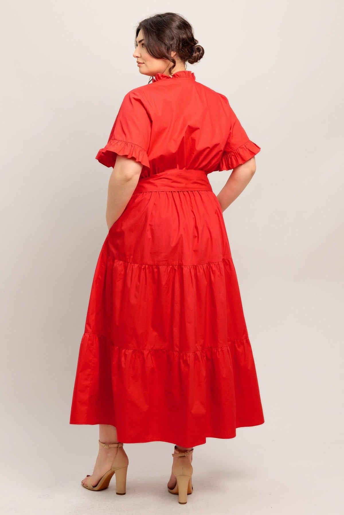 FEELS LIKE A COMPLIMENT WOVEN MIDI DRESS