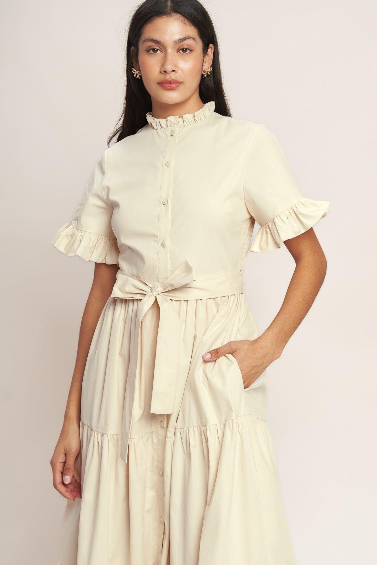 FEELS LIKE A COMPLIMENT WOVEN MIDI DRESS