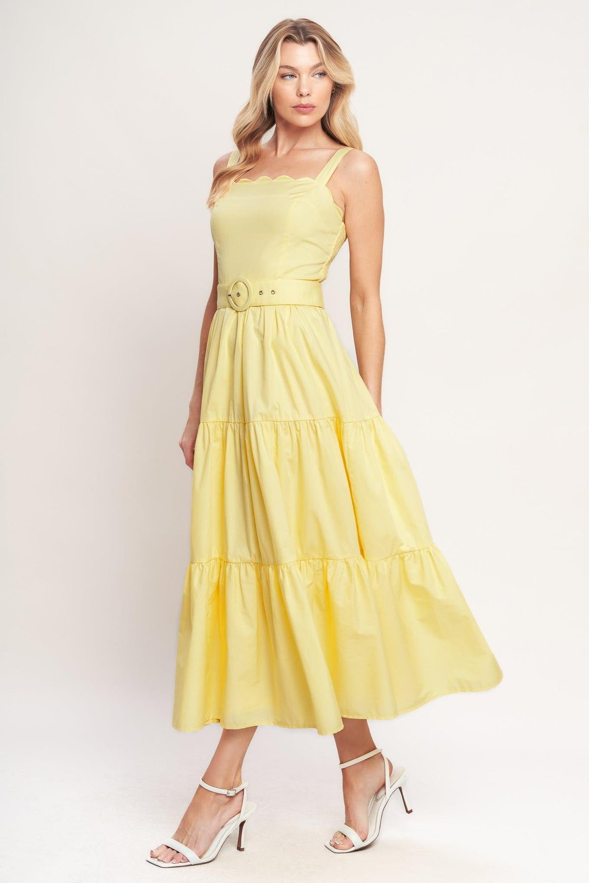 SUNSHINE SERENADE WOVEN MIDI DRESS